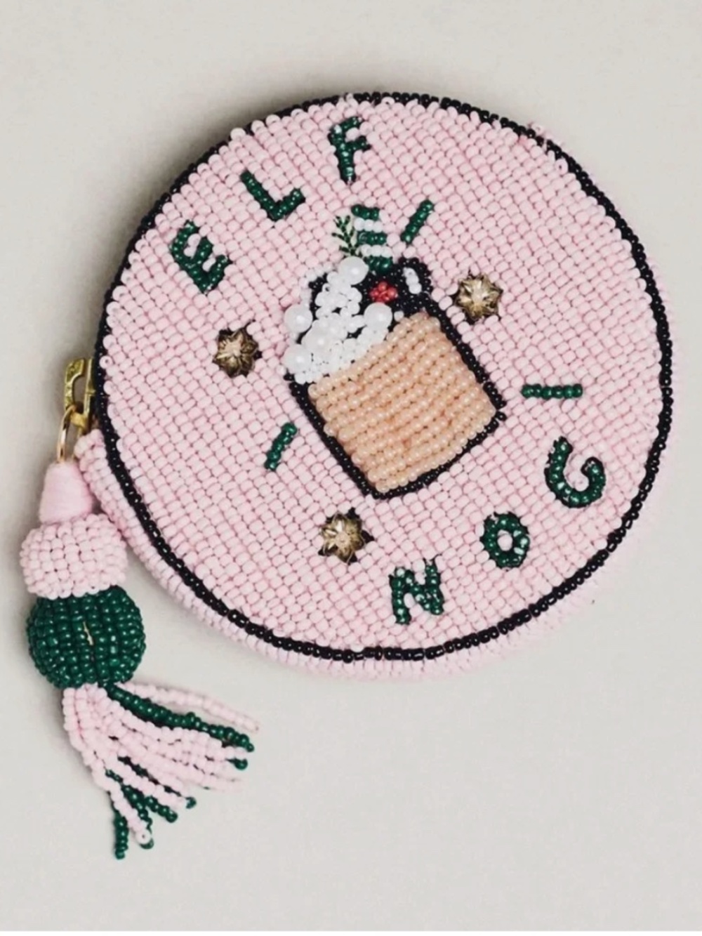 NWT ANTHROPOLOGIE NEPHTHYS ILLUSTRATED BEADED ROUND COIN PURSE